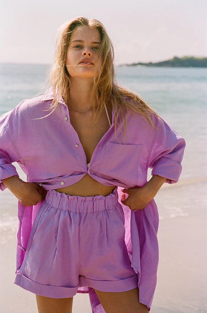 SUMMER Shirt Dress - light purple linen - Image 5