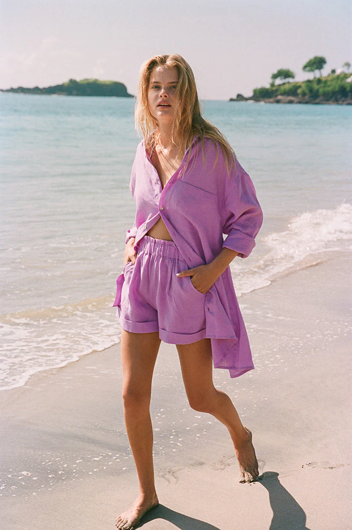 SUMMER Shirt Dress - light purple linen - Image 8